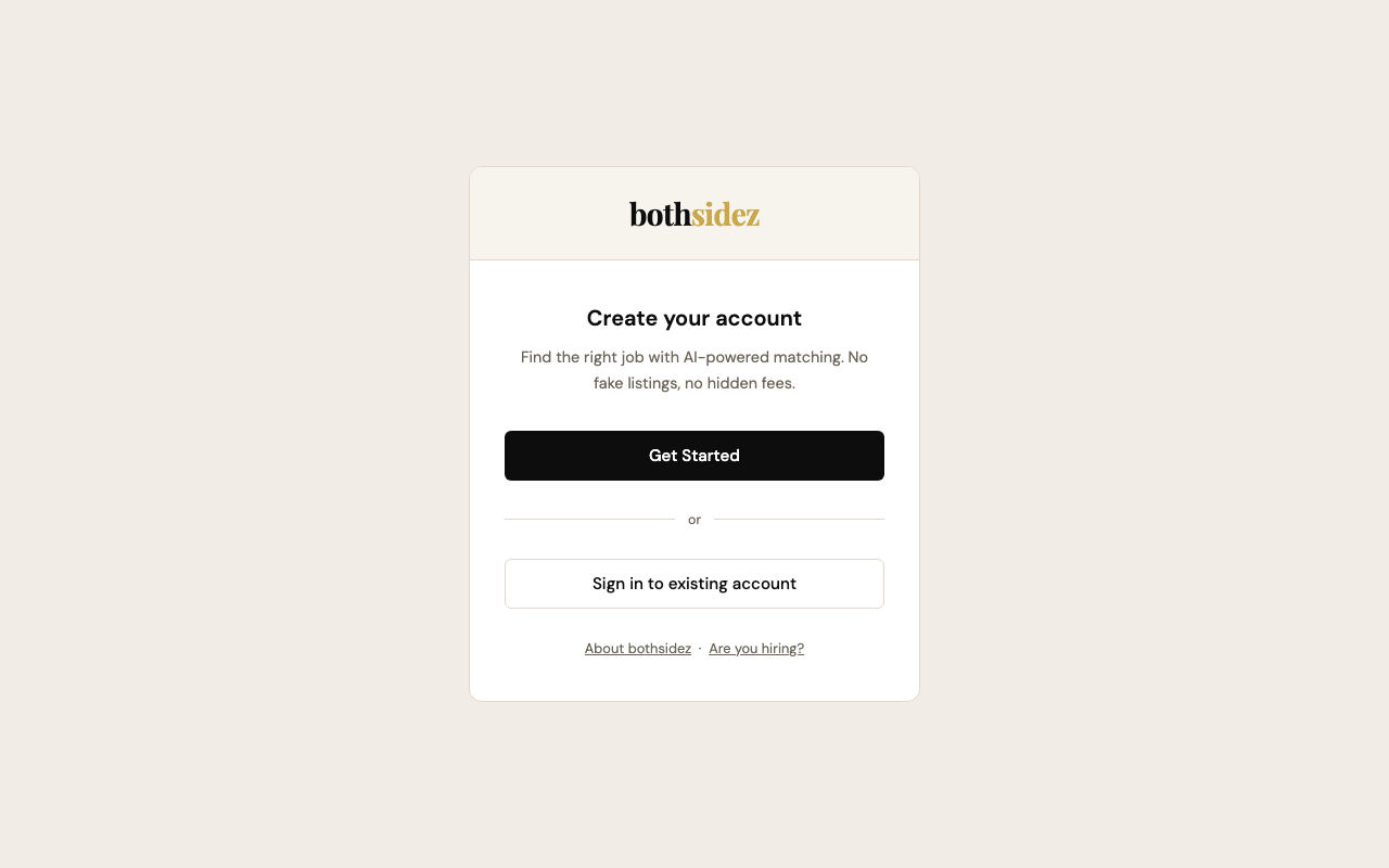 Job seeker registration screen