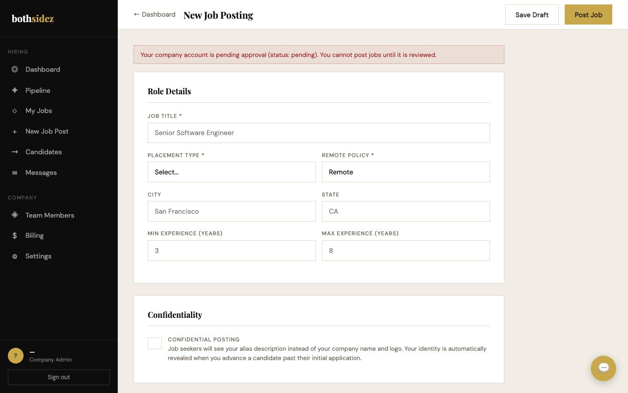 Job editor form
